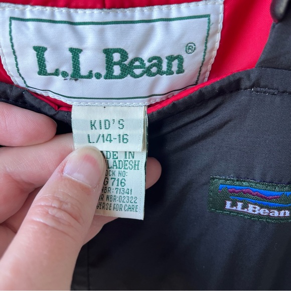 L.L. Bean Black Snow Bibs Overalls Side Zips Thinsulate Kid’s Large 14-16 Flaw - Picture 2 of 9